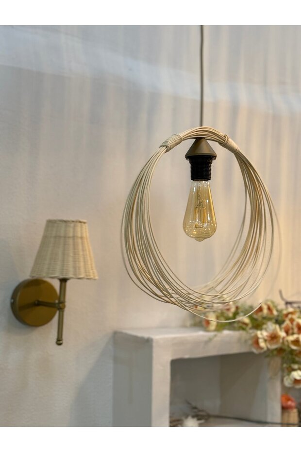 Luna Rattan Bambu Sarkıt Avize - 7