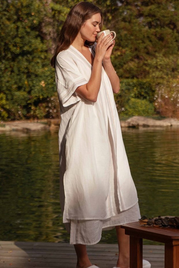Este Short Sleeve Women's Dressing Gown / Kimono Cream