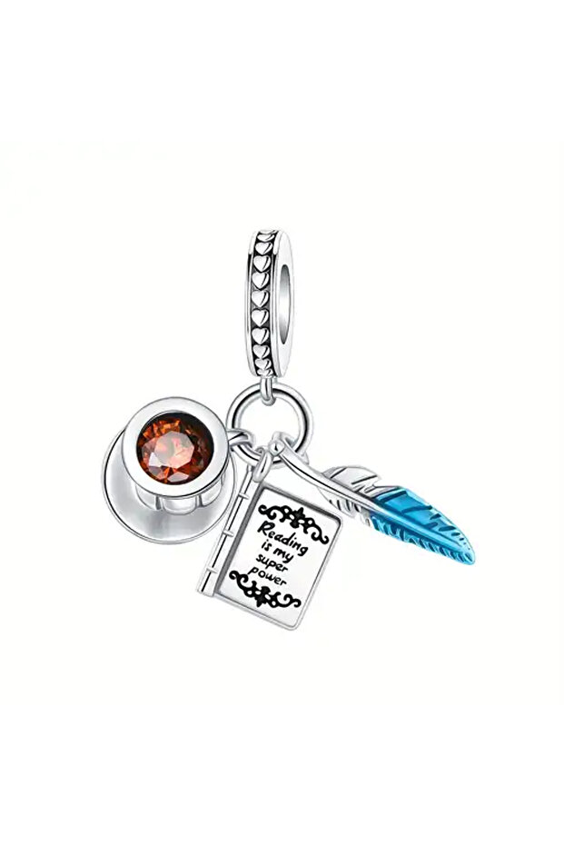 Bookworm Dangle Silver Charm