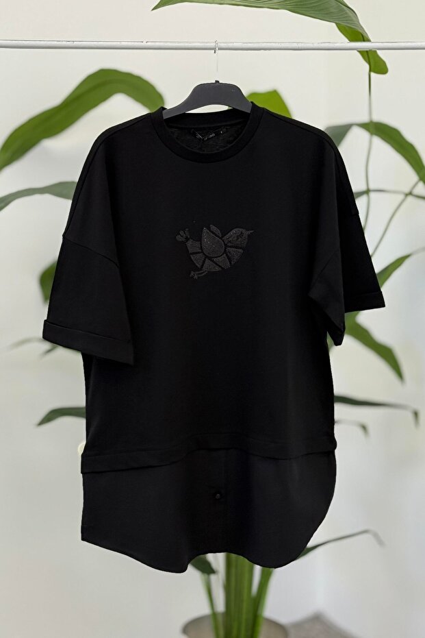 1018 Tunik Tshirt - Siyah - 1