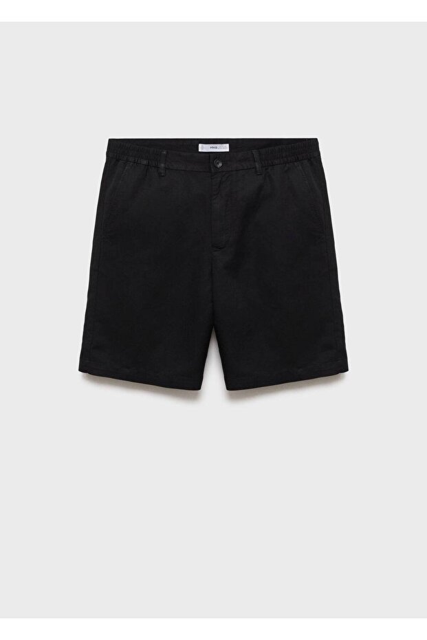 Keten karışımlı elastik bel bermudalar - 3