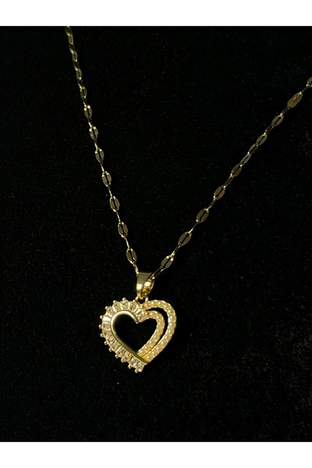Stone and Pearl Detail Heart Necklace