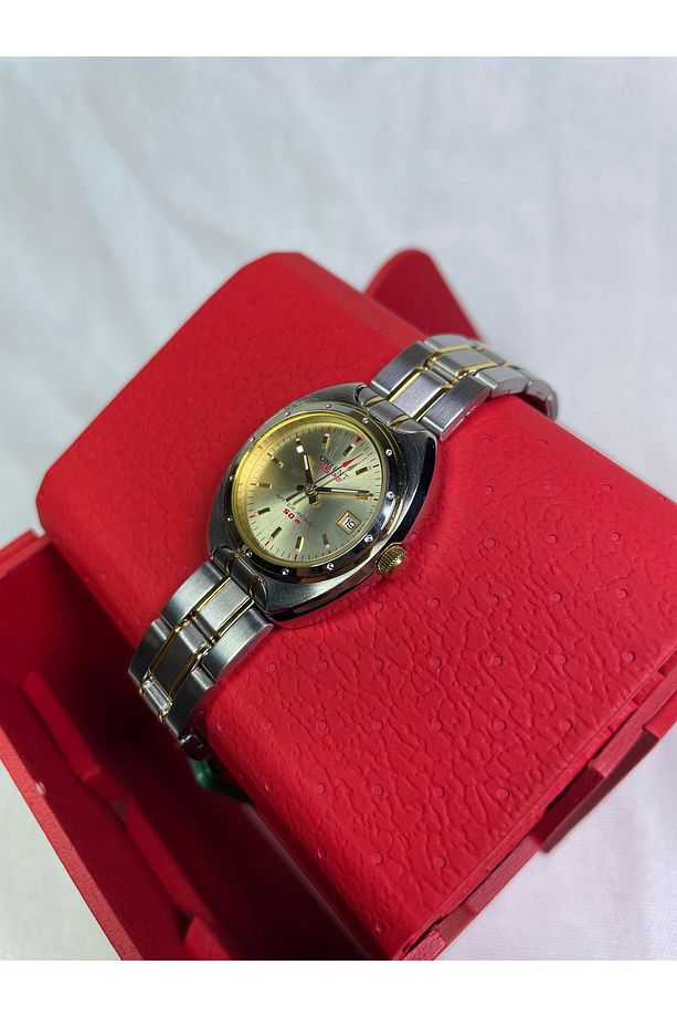 BS902025101C Retro Model Yumurta Kasa Lüks Şık Günlük Takvimli Sarı Kadranlı Kadın Kol Saati - 3