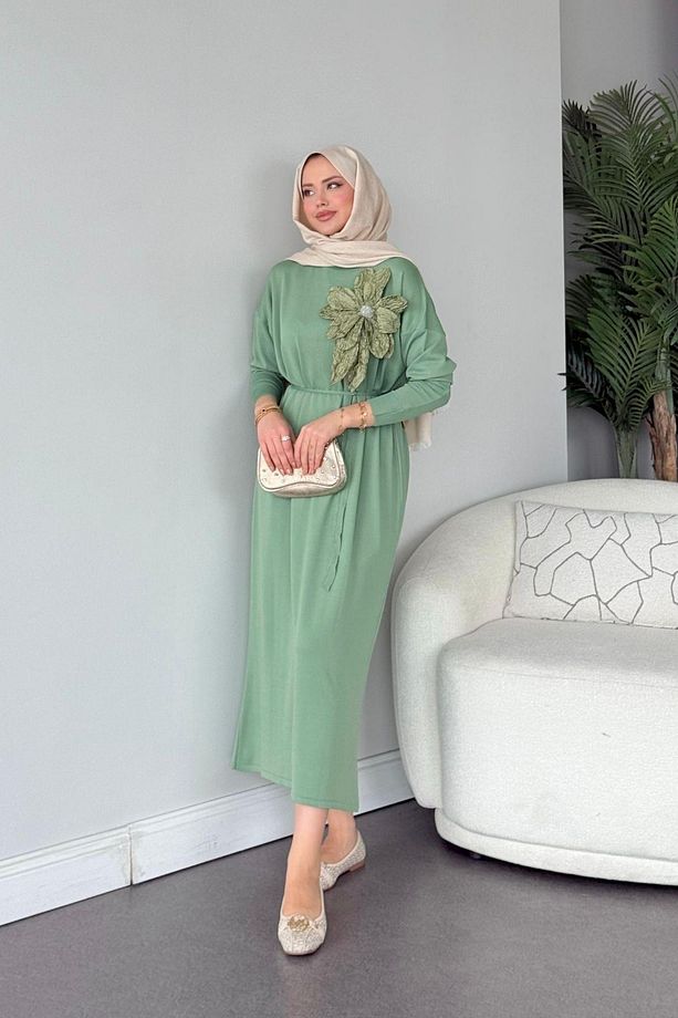 Zambak Merserize Elbise Mint - 3