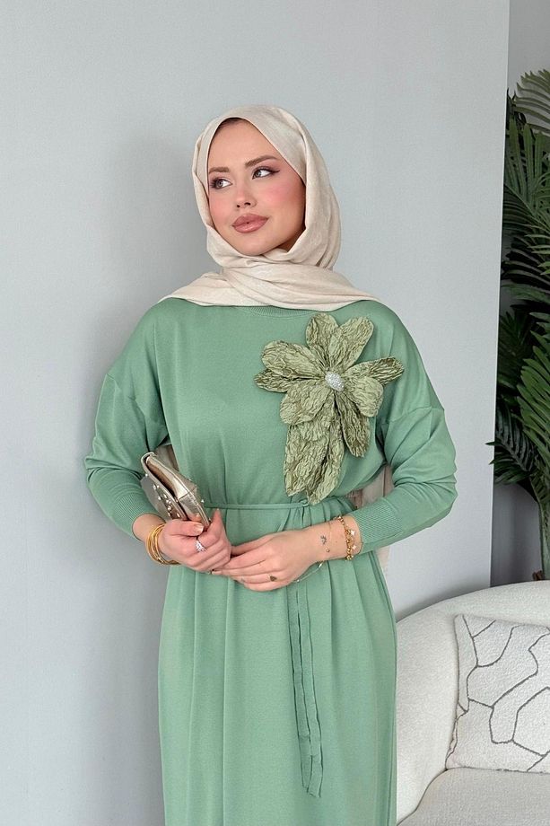 Zambak Merserize Elbise Mint - 2