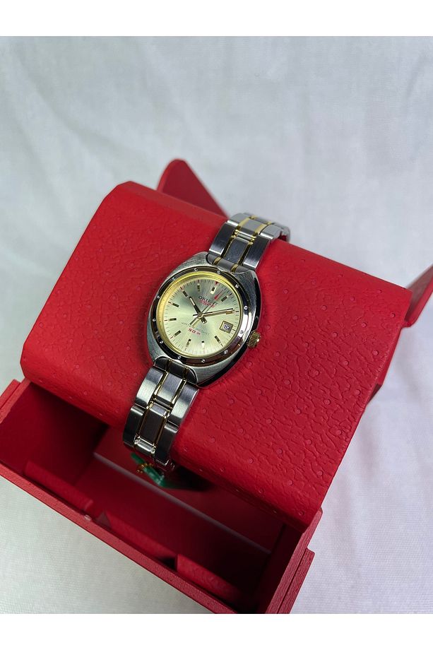 BS902025101C Retro Model Yumurta Kasa Lüks Şık Günlük Takvimli Sarı Kadranlı Kadın Kol Saati - 2