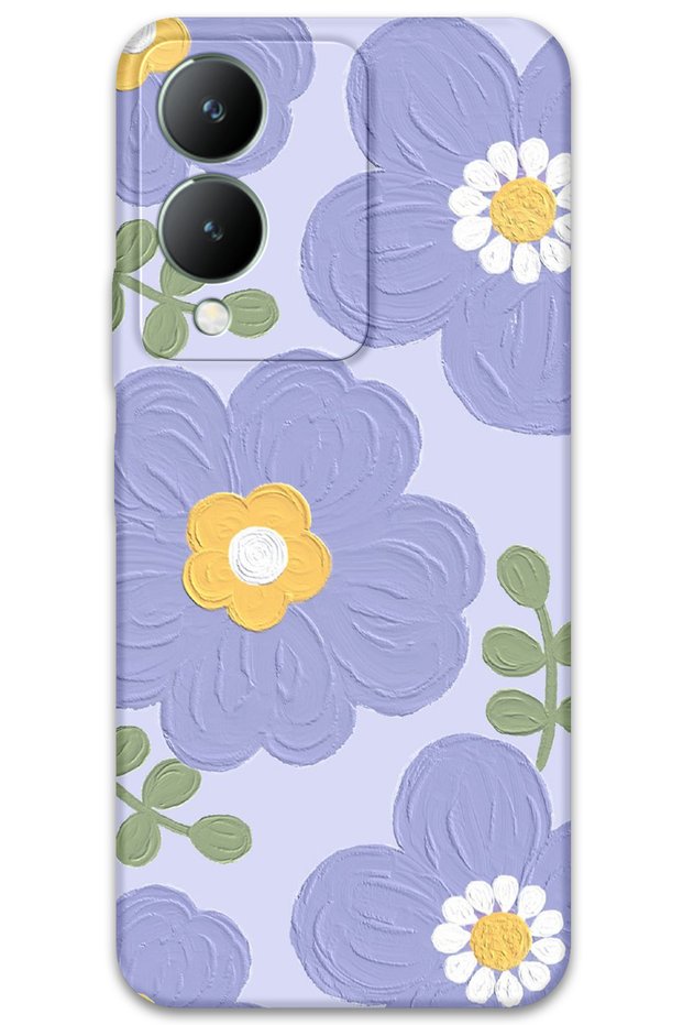 Vivo Y17S Compatible Flower Pattern Phone Case + Screen Protector - 5799