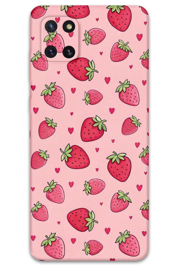Galaxy A81 Compatible Strawberry Pattern Phone Case + Screen Protector - 5804