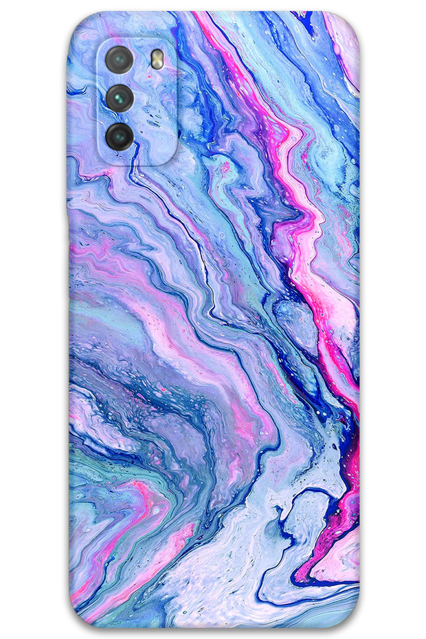 حافظة هاتف متوافقة مع نمط الرخام + واقي شاشة لهاتف Xiaomi Redmi 9T - 5816