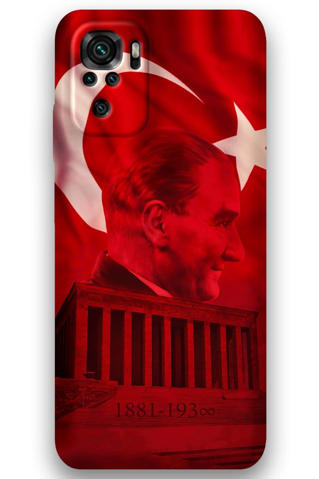 Xiaomi Redmi Note 10 Compatible Ataturk Pattern Phone Case + Screen Protector - 5848