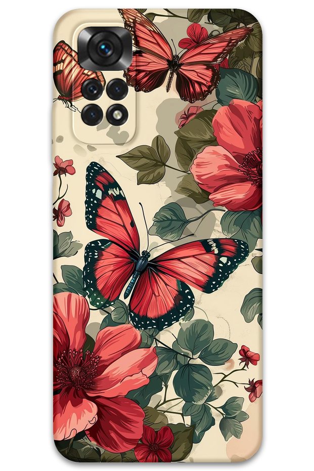 Xiaomi Redmi Note 11 Compatible Butterfly Pattern Phone Case + Screen Protector - 5795