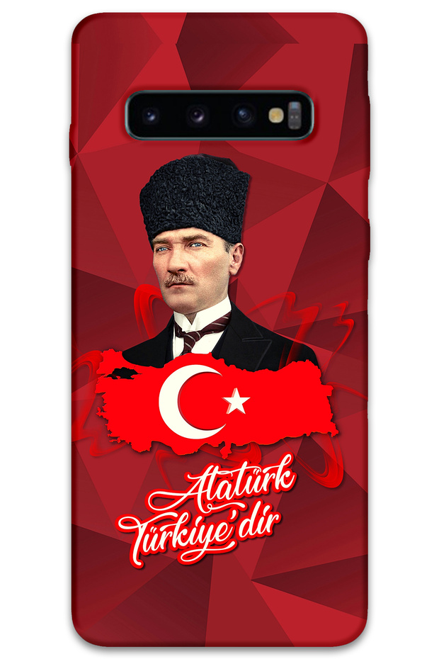 Galaxy S10 Plus Compatible Ataturk Pattern Phone Case + Screen Protector - 5851