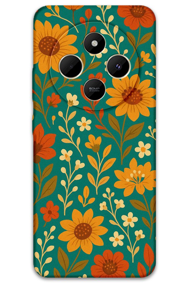 Xiaomi Redmi 14C Compatible Flower Pattern Phone Case + Screen Protector - 5786