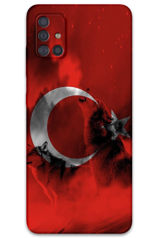 Galaxy A71 Compatible Turkish Flag Patterned Phone Case + Screen Protector - 5854