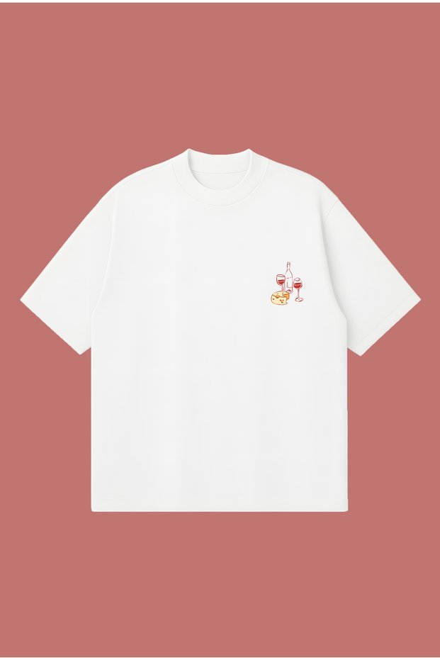 Wine & Cheese Wine and Cheese Club Boxy Fit Oversize Unisex Tshirt – Printed T-Shirt | Streetwear