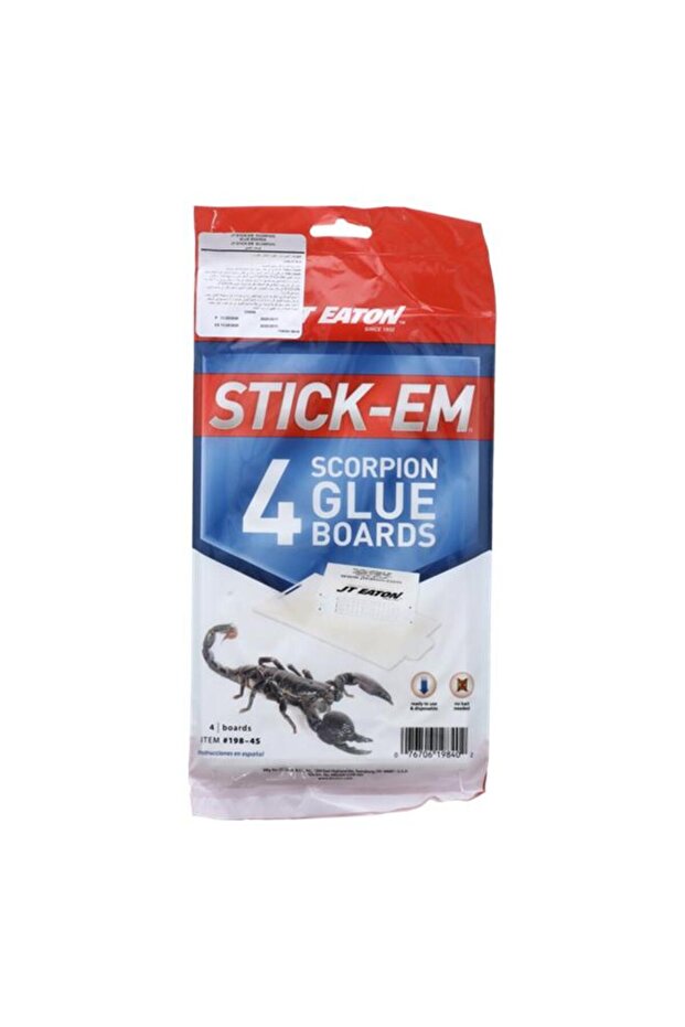 محلول طارد للآفات Stick-Em من JT Eaton، مكون من 4 قطع، لوح غراء العقرب، لون بيج