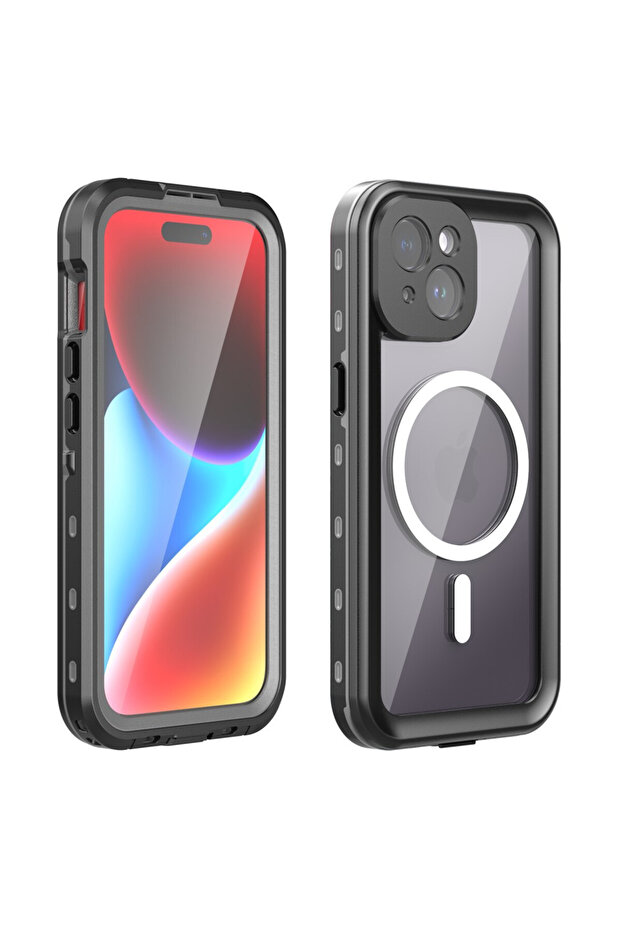 Case for iPhone 15 - ShellBox Waterproof IP68 MagSafe Case - Black - 2