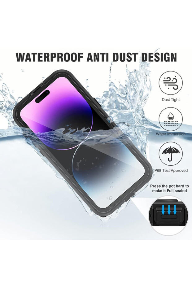 Case for iPhone 14 Pro Max - ShellBox Waterproof IP68 Case - Black - 3