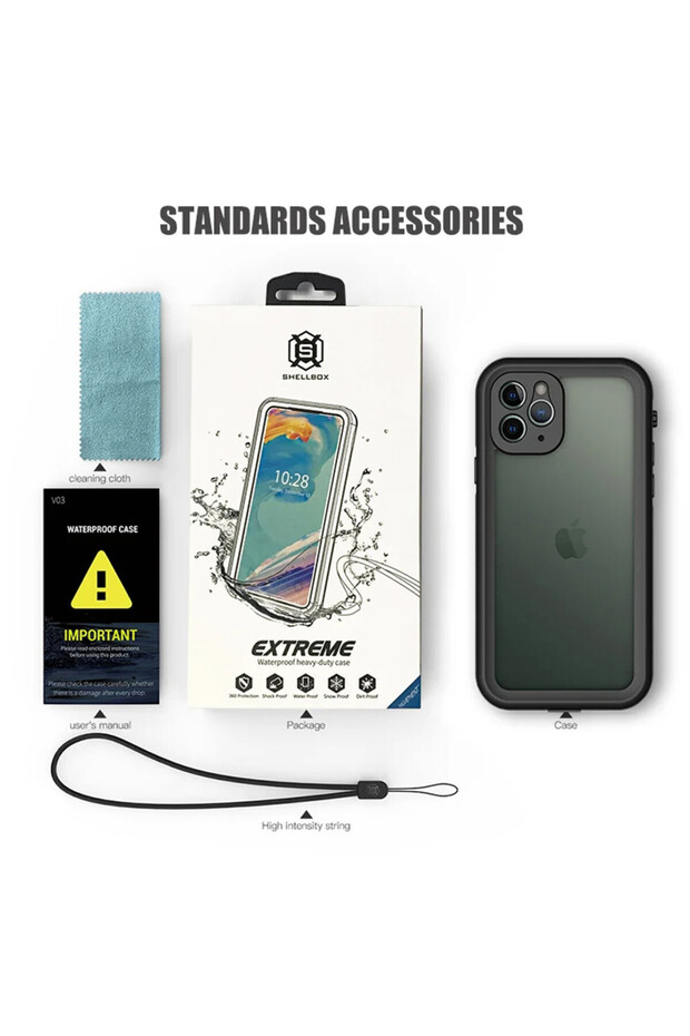 Case for iPhone 14 Pro Max - ShellBox Waterproof IP68 Case - Black - 7