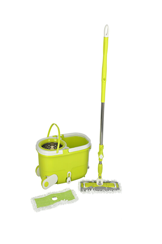 طقم دلو ممسحة دوارة مسطحة - 1