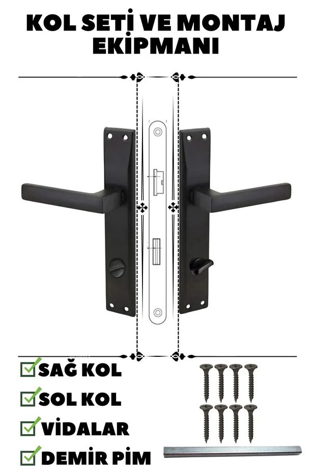 Kapı Kolu Lama Siyah Aynalı Wc-Banyo Sağ Yön - 1