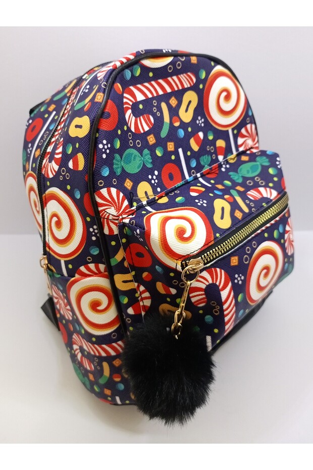Children's Backpack Pompom Detail Two Compartment Nursery Model