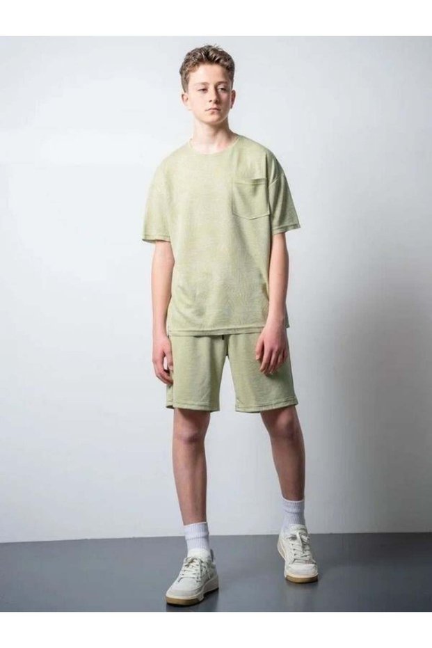 Boy's Palm Patterned T-Shirt Shorts Set