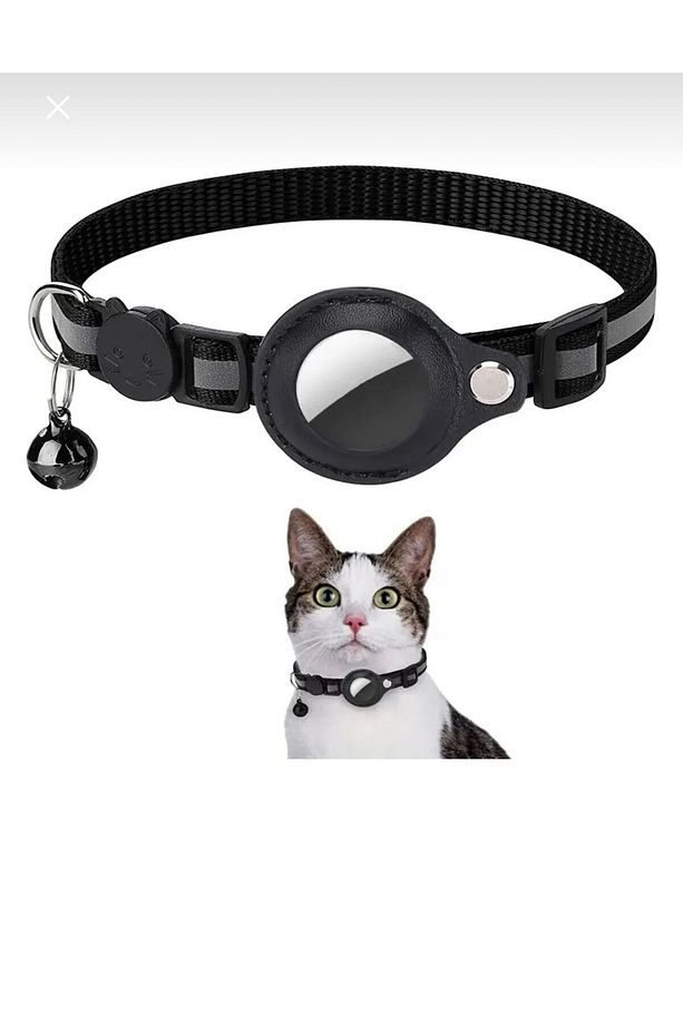 Yüksek Kalite, Reflektörlü Zilli Airtag tutucu kedi tasması - 1