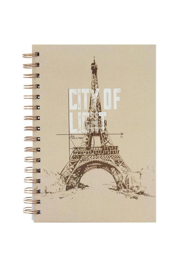 دفتر ملاحظات برج إيفل A5، 100 ورقة مسطرة باللون الرمادي - 1