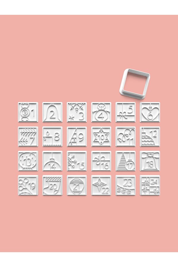 Checkered Number-Number Set Cookie Mold and Sugar Dough Mold Set of 24
