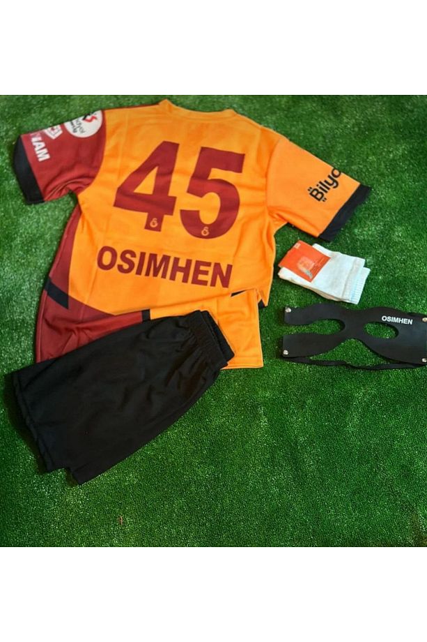 Gâ'la'tâ'sar'ây 5 Yıldızlı #45 V.îctor' O'sîmhen' İÇ SAHA Çocuk Forması 5'li Set+Maske 24-25 - 1