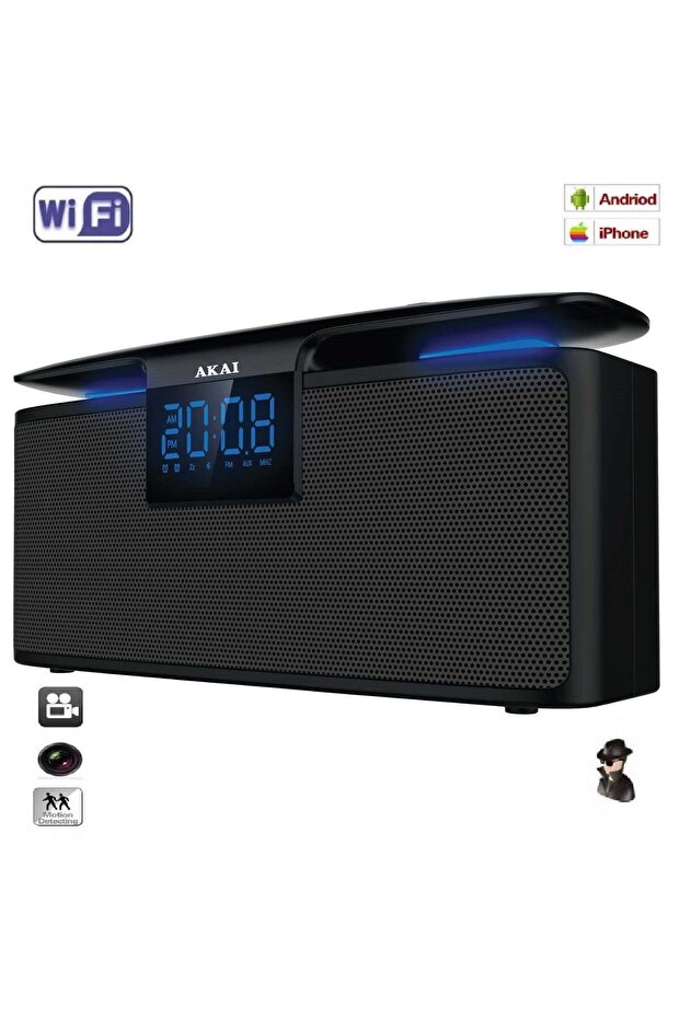 Wi-Fi P2P Micro Video Camera in Speaker with Radio – 100% Undetectable Lens, Motion Sensor, Full - 4