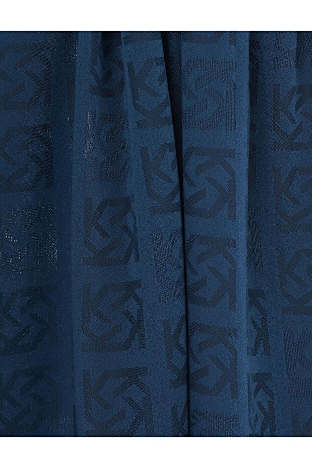 Logolu Dokuma Şal Lacivert - 2