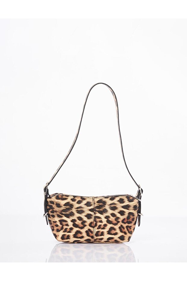 حقيبة كتف بنمط الفهد باللون البني - 2