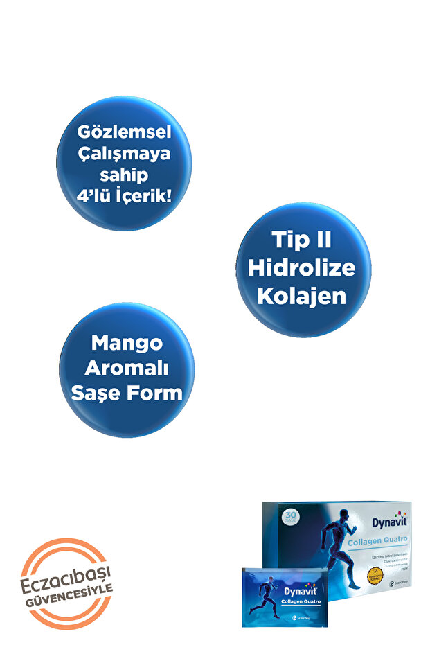 Collagen Quatro 30 Saşe - Hidrolize Peptit Tip 2 Tavuk Kolajeni,MSM,Glukozamin ve Kondroitin Sülfat - 2