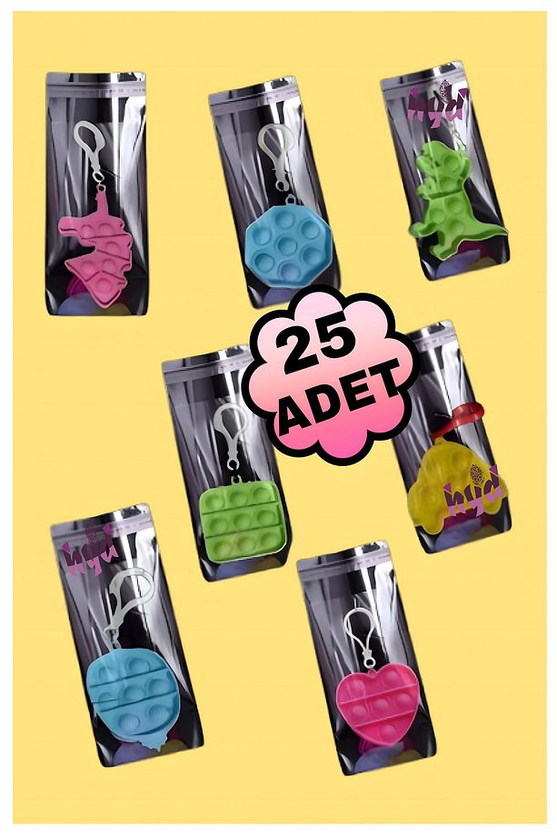 25 Adet Oyuncak Popit Kendi Şeffaf Hediyelik Poşetinde Doğum Günü Hediyesi Karne Hediyesi - 1