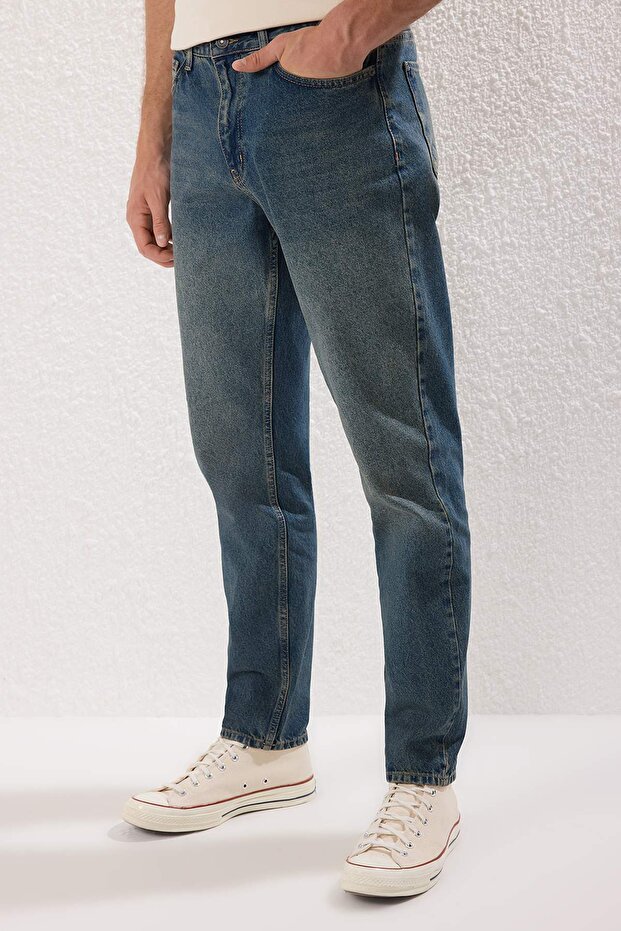 Lacivert Essential Eskitme Yıkamalı Jeans Kot Pantolon TMNAW23JE00104 - 3