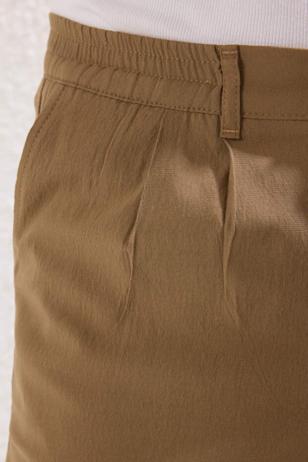Bej Wide Leg Bol Kumaş Baggy Pantolon TMNSS23PL00039 - 4