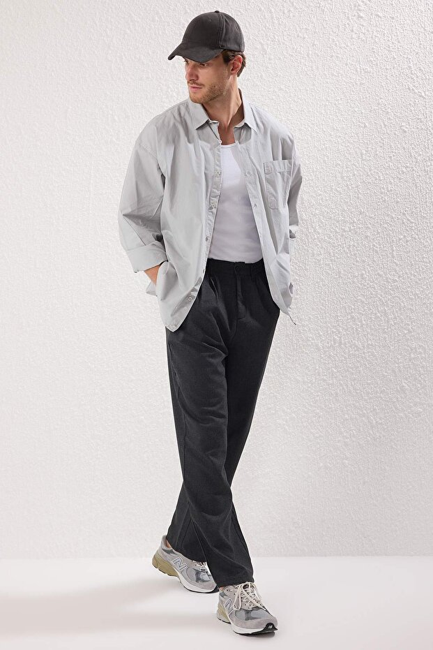 Antrasit Wide Leg Bol Kumaş Baggy Pantolon TMNSS23PL00039 - 1