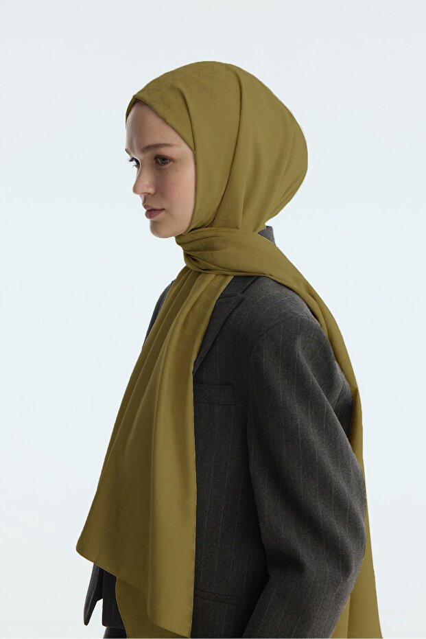 Silky Jacquard Shawl Mira Pattern-Green - 3