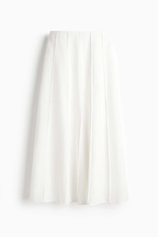 Flared linen-blend skirt