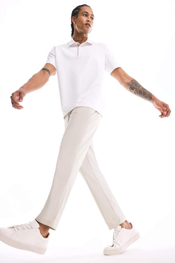 DeFactoFit Slim Fit Dar Kesim Standart Paça Dokuma Pantolon D9247AX25SP - 4