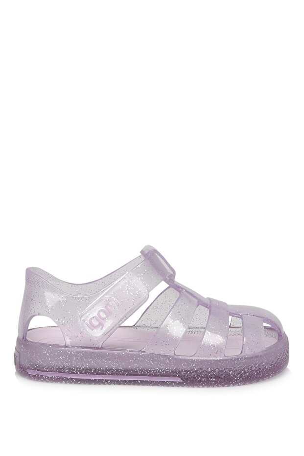 S10265 Star Glıtter Purple Girl's Sandals