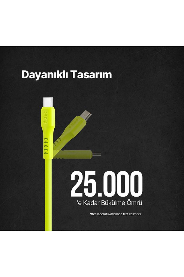 USB-C - USB-C 120cm 60W PD/QC Hızlı Şarj/Data Kablosu - 5
