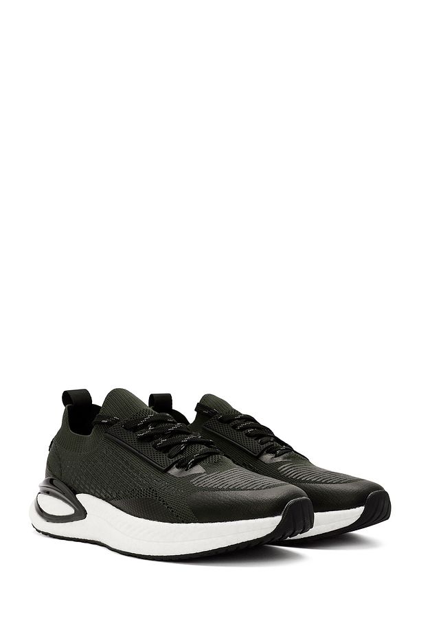 Zero Erkek Yeşil Bağcıklı Kalın Tabanlı Kumaş Sneaker 24sfd69246f - 3
