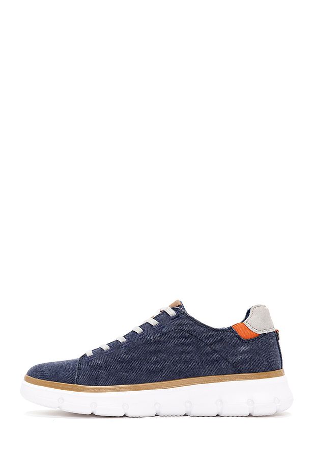 Erkek Lacivert Bağcıklı Kalın Tabanlı Kumaş Sneaker 24sfd69386f - 2