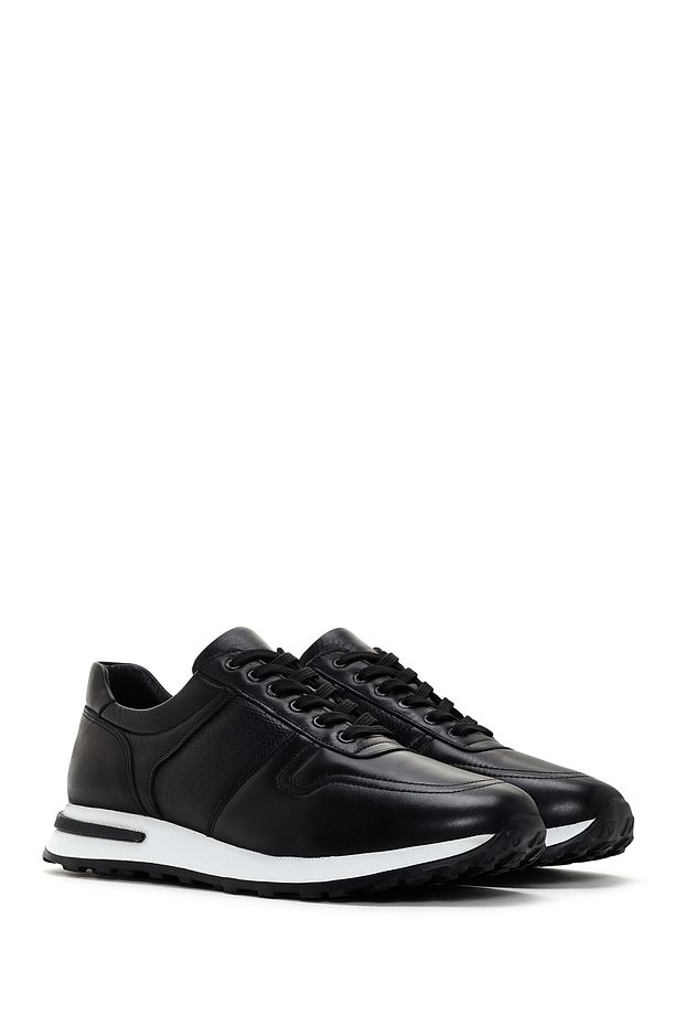 Erkek Siyah Kalın Tabanlı Deri Sneaker 24sfd641818 - 3