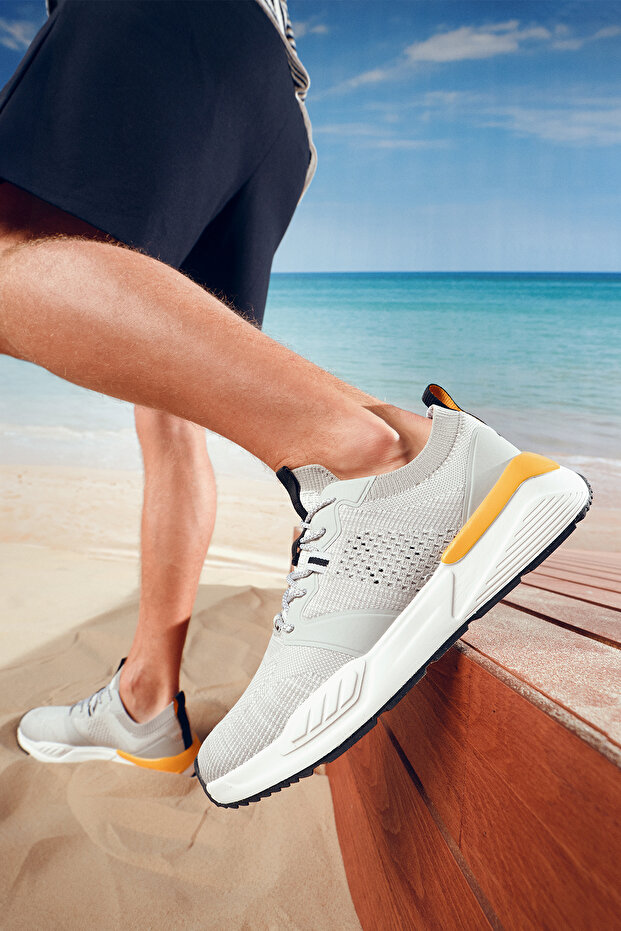 Zero Erkek Gri Bağcıklı Kalın Tabanlı Kumaş Sneaker 24sfd69536f - 1