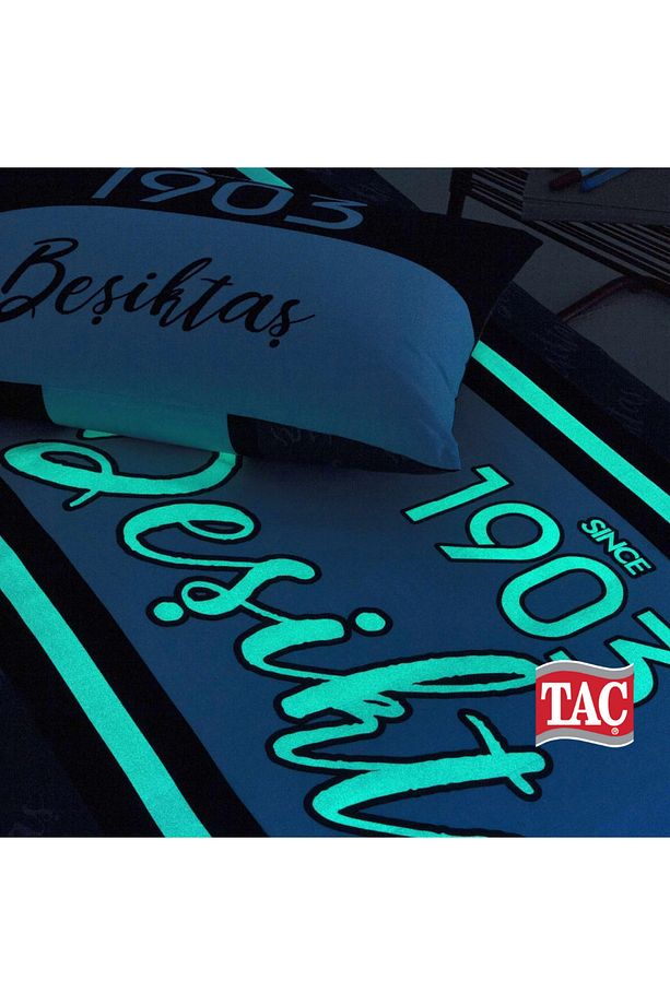 Lisanslı Beşiktaş 1903 Glow Tek Kişilik Pamuk Nevresim Takımı Yorgan Yastık - 4