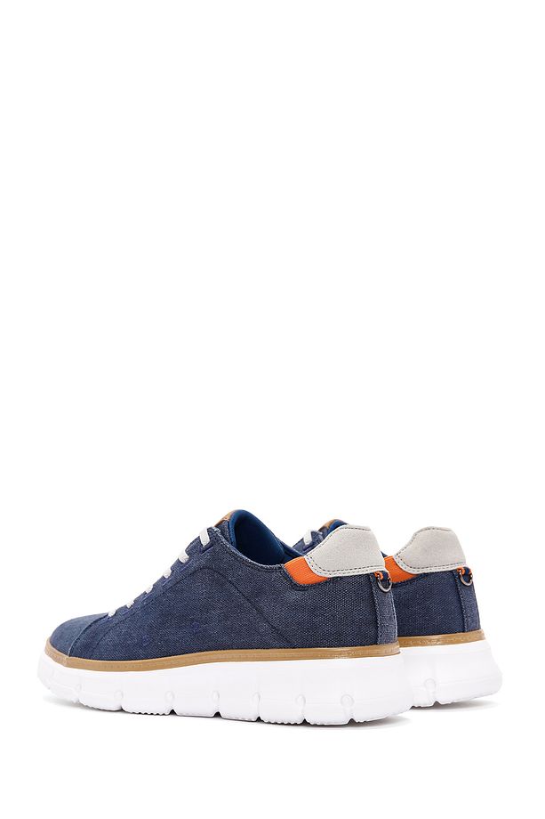 Erkek Lacivert Bağcıklı Kalın Tabanlı Kumaş Sneaker 24sfd69386f - 5